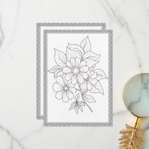 Enkel Elegant Blommigt Färg ditt eget hälsningskor Tack Kort