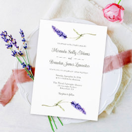 Enkel Elegant Blommigt Lavender Bröllop Inbjudningar