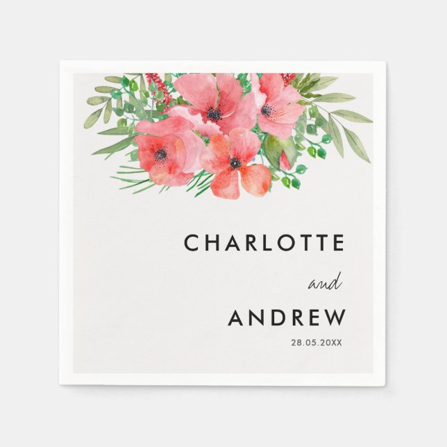 Enkel, elegant, blommor pappersservett (Framsidan)