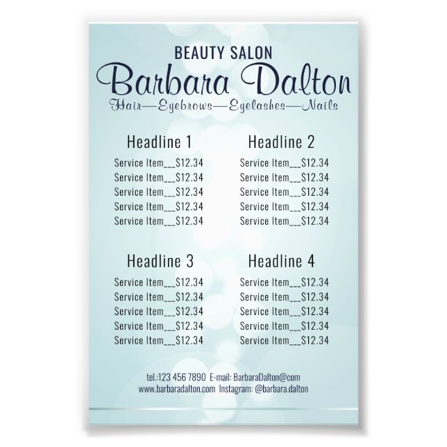 Enkel Elegant Blue Bokeh Fototryck (Framsidan)