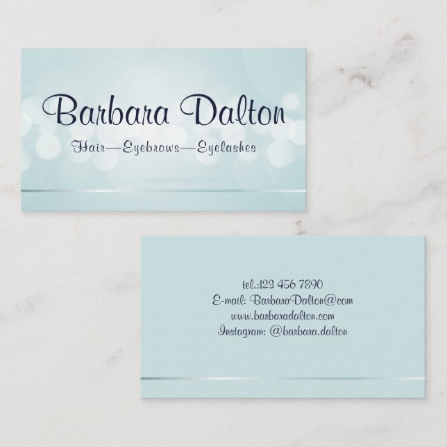 Enkel Elegant Blue Bokeh Visitkort (Fram/baksida)