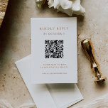 Enkel Elegant | Boho Bröllop QR-kod OSA Kort<br><div class="desc">Det här minimalistiska QR-responskortet för QR-elegant och skannerbar QR-kod för bröllop har en ren,  vit bakgrund som ger ett enkelt utseende och snyggt. Dina gäster kan enkelt söka igenom koden för att besöka webbplatsen för bröllop och onlinen för osa.</div>