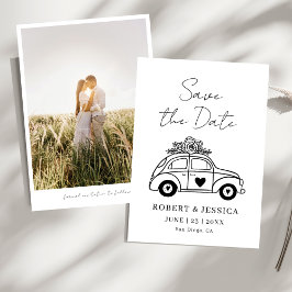 Enkel Elegant Boho Foto Bröllop Spara Datum Inbjudningar