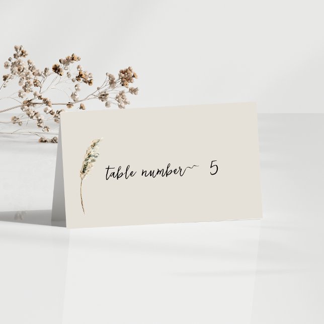 Enkel Elegant Boho Grått Bordsnummer Card Placeringskort (Skapare uppladdad)