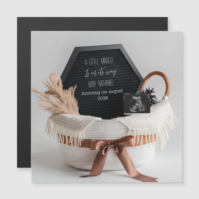 Enkel elegant boho graviditetsbekräftelsekort (Fram/baksida)