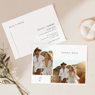 Enkel Elegant Boho Photo Bröllop spara datum Inbjudningar