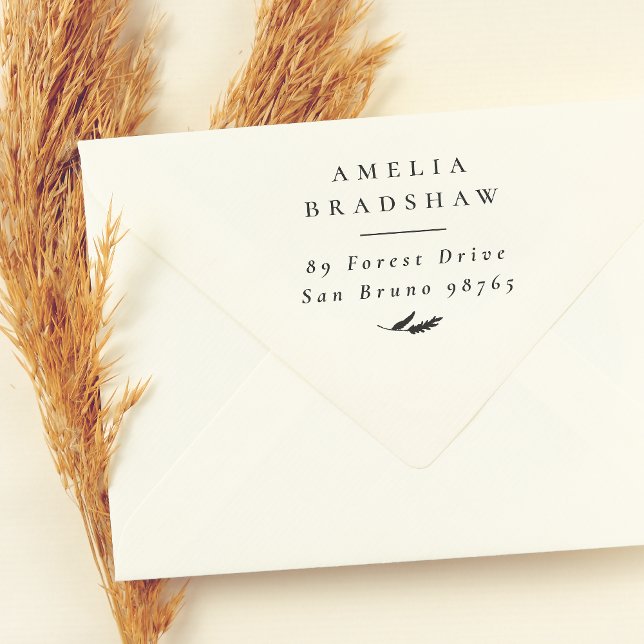 Enkel Elegant Boho Sprig-Returadress Självfärgande Stämpel (Rubber Stamp Mock-up)