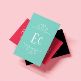 Enkel Elegant Boho White Ram Monogram Grönt Visitkort