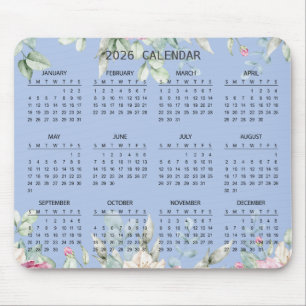 Enkel Elegant Botanisk 2026-kalender Musmattor