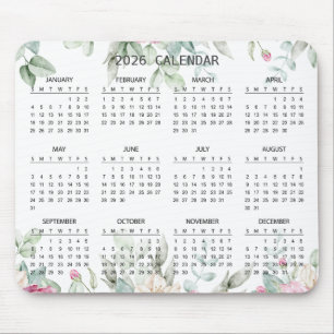 Enkel Elegant Botanisk 2026 Kalender Musmattor