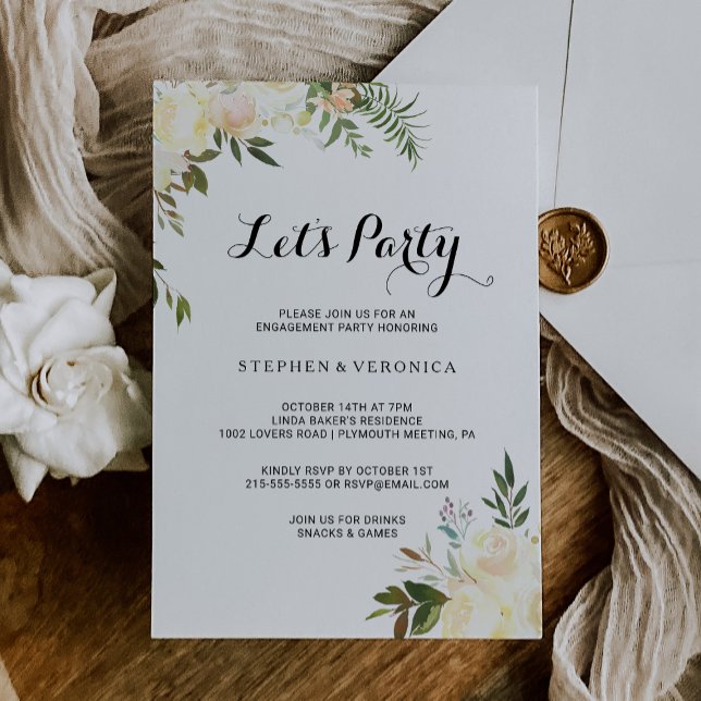 Enkel Elegant botanisk Blommigt Låt oss Party Inbjudningar (Skapare uppladdad)