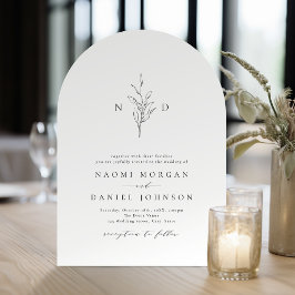 Enkel elegant botanisk monogram rustik bröllop inbjudningar
