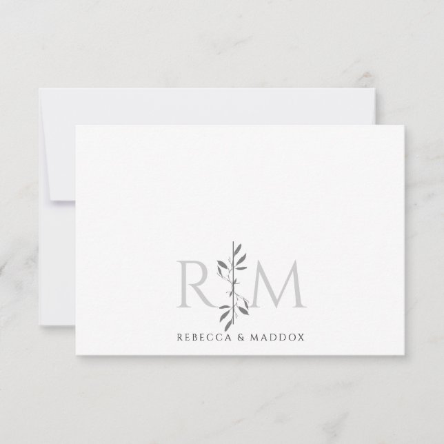 Enkel Elegant Botanisk Monogram Rustik Par Anteckningskort (Framsida)