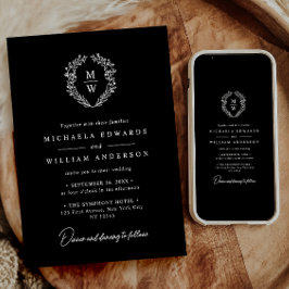 Enkel Elegant Botanisk utandningstext endast Bröll Inbjudningar