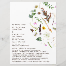 Enkel Elegant Botanisk Vild Blomma Bröllop Program