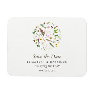 Enkel Elegant Botanisk Vild Flower Bröllop Magnet