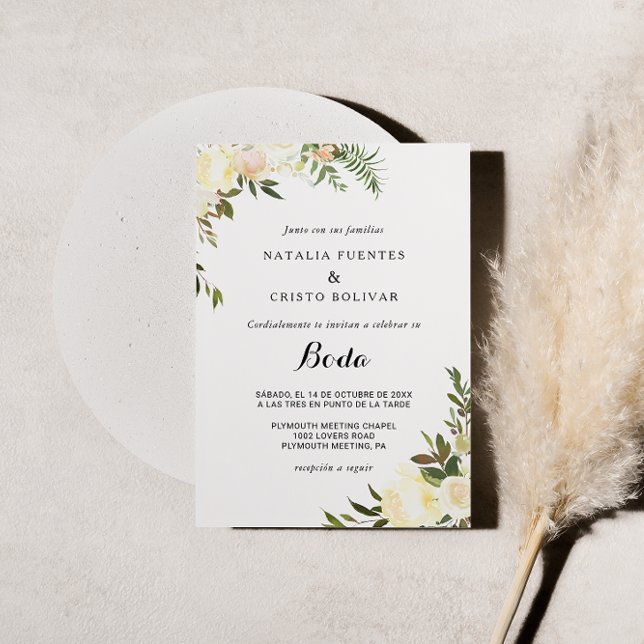 Enkel Elegant Botaniska Blommigten Bröllop Inbjudningar (Skapare uppladdad)