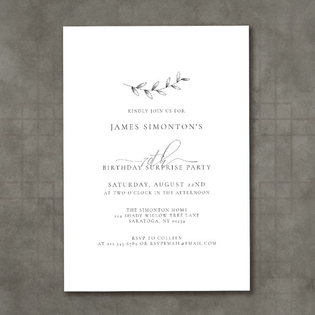 Enkel Elegant Botaniskt 70:e födelsedag Inbjudningar (Skapare uppladdad)