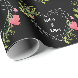 Enkel Elegant Bride & Groom Namn Bröllop Presentpapper