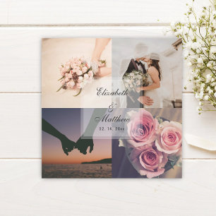 Enkel Elegant - Bride & Groom Photo Collage Bröllo Magnetisk Inbjudningskort