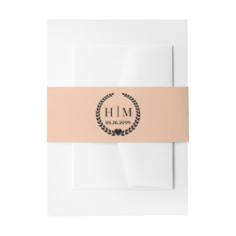 Enkel Elegant - Bride och Groom Monogram Band För Inbjudningskort