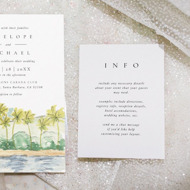 Enkel Elegant Bröllop Blå Bakgrund Tilläggskort (Simple elegant wedding information enclosure card.)