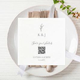 Enkel Elegant bröllop din fotokod QR-kod Pappersservett