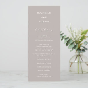 Enkel Elegant Bröllop i Taupe Program