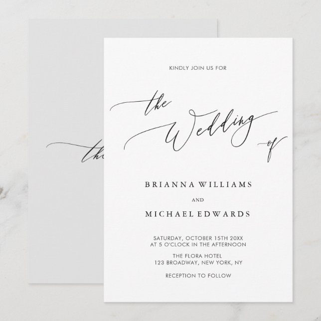 Enkel Elegant, Bröllop Inbjudningar (Fram/baksida)