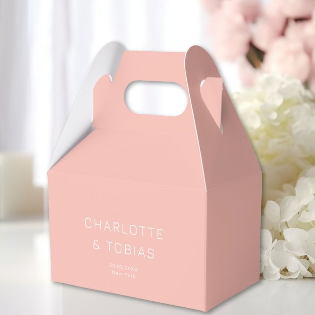 Enkel, elegant bröllop presentaskar (Simple, elegant ,blush, wedding favor boxes with your name and date.)
