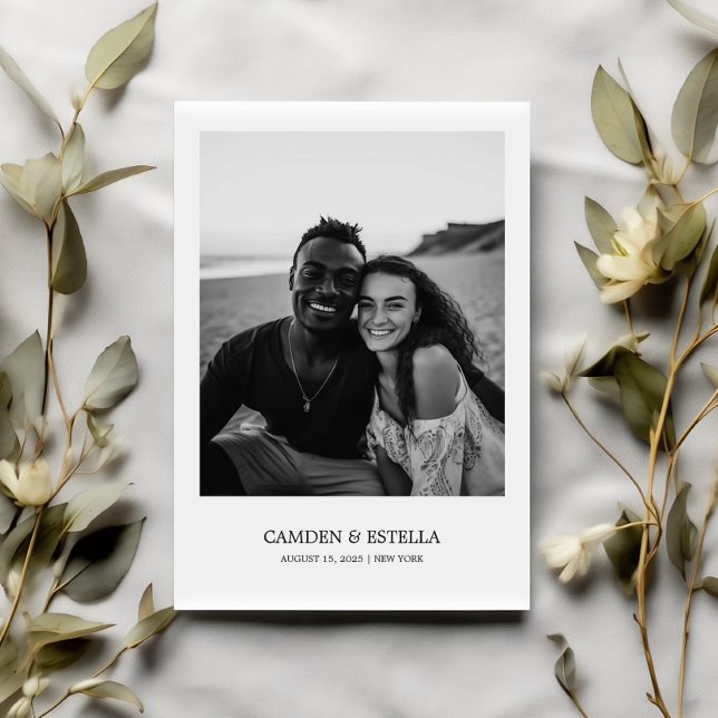 Enkel elegant bröllops Save The Date med foto Spara Datumet (Skapare uppladdad)