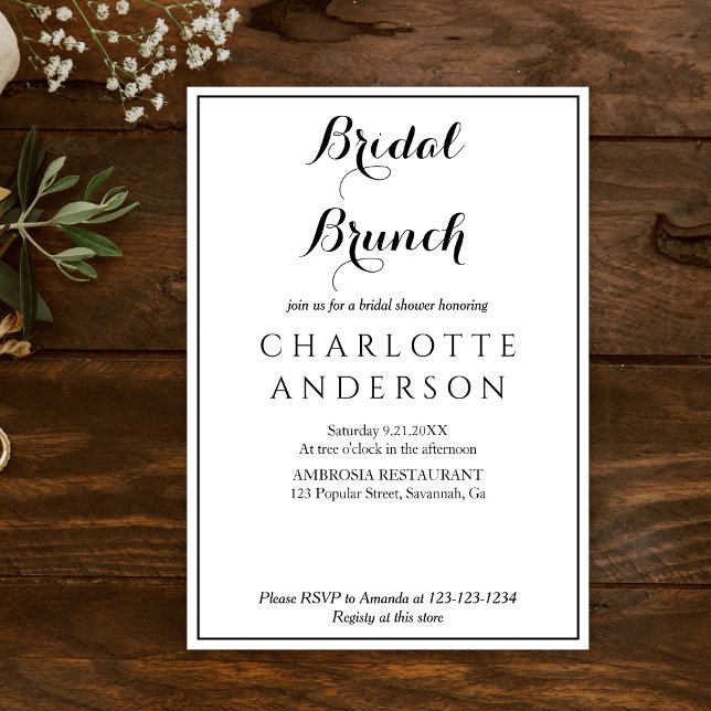 Enkel Elegant  Bröllopsdusch Bröllopsbrunch Inbjudningar (Skapare uppladdad)
