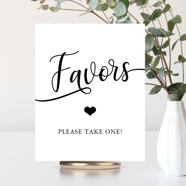Enkel Elegant Bröllopsdusch PRESENT Tecken Poster (Simple Elegant Wedding Shower FAVORS Sign)