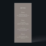 Enkel Elegant Bröllopsinbjudan i Taupe Meny<br><div class="desc">Modern bröllopsmeny med en enkel design som kombinerar ett modernt sans-serif-teckensnitt,  ett elegant handskrivet skript och ett kursivt teckensnitt.</div>