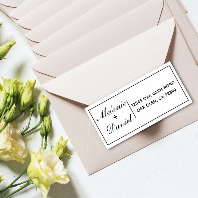 Enkel elegant bröllopsreturadress stämpel (Skapare uppladdad)