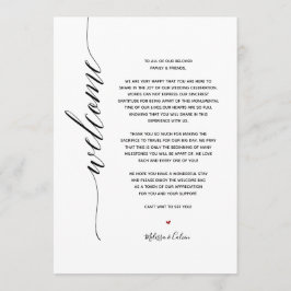 Enkel elegant bröllpshälsning & evenemangskort program