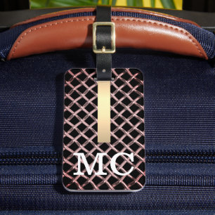 Enkel Elegant Brown Brushed Metall Monogrammed Bagagebricka