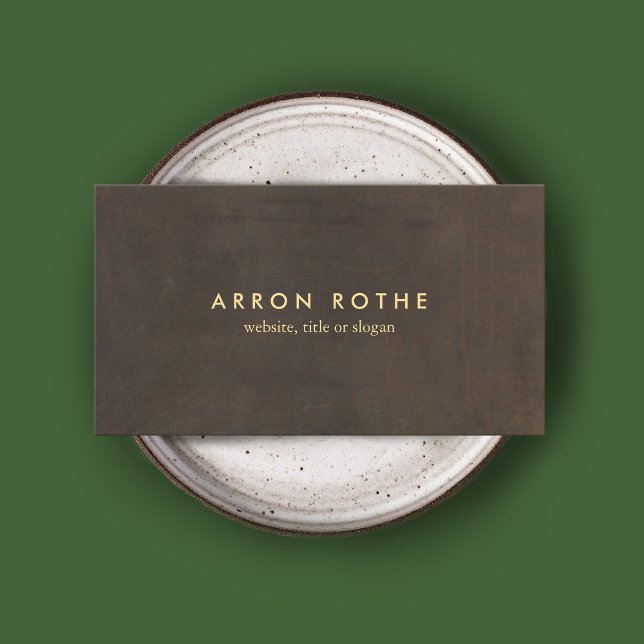Enkel Elegant Brun läderProfessionell Visitkort (Brown suede background image business card)