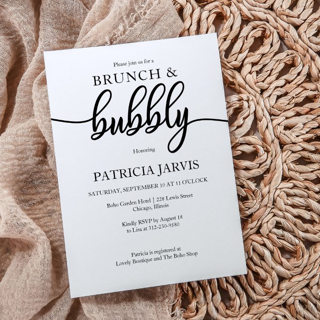 Enkel Elegant Brunch Och Bubbly Bröllopsdusch Inbjudningar (Skapare uppladdad)