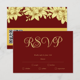 Enkel Elegant Burgunder & Guld RSVP-kort OSA Kort