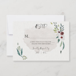 Enkel Elegant Burgundy Greenery Watercolor OSA Kort