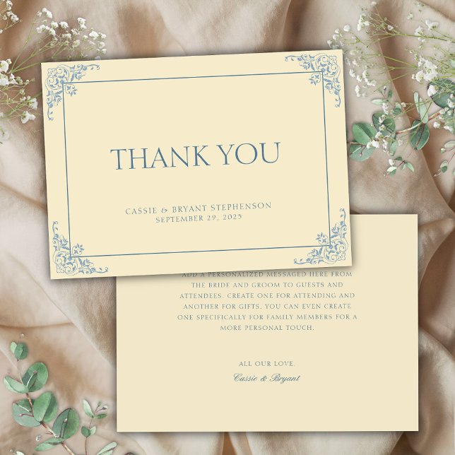 Enkel Elegant Butter Gult ReEmergency Era Bröllop Tack Kort (wedding thank you cards for simple thank you notes for formal regency era vintage elopement gifts)