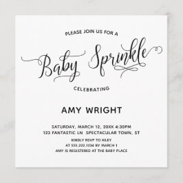 Enkel, Elegant Calligraphy Baby Sprinkle Inbjudningar