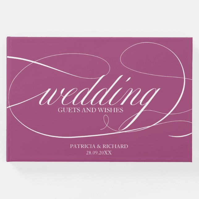 Enkel Elegant Cassis Bröllop Guest Bok (Framsida)