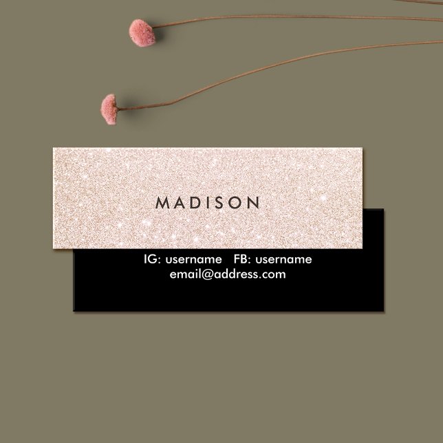 Enkel Elegant Champagne Glitter Beauty Stylist Mini Visitkort (Skapare uppladdad)