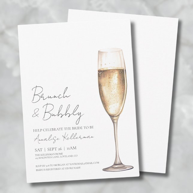 Enkel Elegant Champagne-Möhippa Inbjudningar (Brunch And Bubbly Champagne Bridal Shower Invitation)