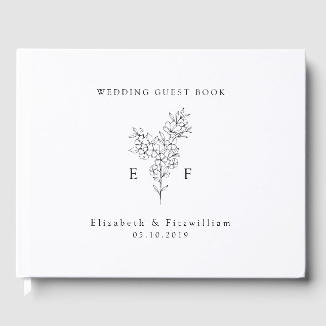 Enkel Elegant Cherry Blommar Monogram andedräkt Gästböcker (Framsida)