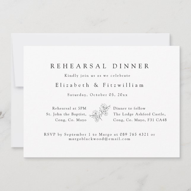 Enkel Elegant Cherry Blommar Rehearsal Dinner Inv. Inbjudningar (Framsida)