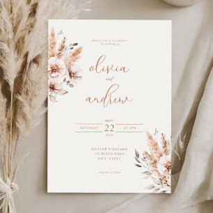 Enkel Elegant Chic Bohemian Blommigt Bröllop Inbjudningar