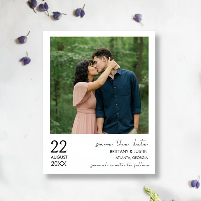 Enkel Elegant Chic Foto Bröllop Spara Datum Datumet (Simple Elegant Chic Photo Wedding Save the Date)